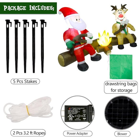 🆕7FT Christmas Inflatable Santa And Reindeer Roasting Marshmal Outdoor Decor - Picture 7 of 10